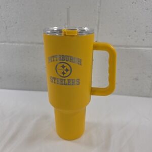 Pittsburgh Steelers 40 oz Stainless Steel Vacuum Insulated Handle Straw Tumbler